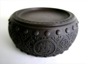 【生肖鼓硯 - 馬】15cm 雙功能 石雕硯台 水盂筆洗-原石端硯名品