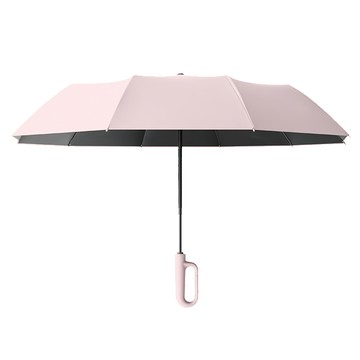 好拾選物 扣環正向自動勾勾傘 折疊傘 遮陽傘  珊瑚粉