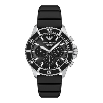 EMPORIO ARMANI 亞曼尼 AR11830 光動能 真三眼計時 單向旋轉錶圈 43mm 日期 時尚運動腕錶