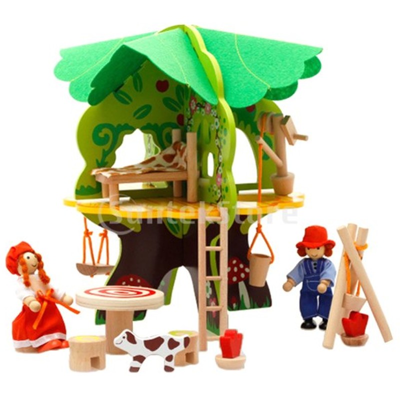 B Baosity Diy 木製 ミニチュア ドールハウス ヴィラツリーハウス 人形フィギュア 家具セット 通販 Lineポイント最大0 5 Get Lineショッピング