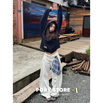 【PORY STORE】 韓系clean fit彎刀褲 白色長褲 實拍 寬鬆 百搭 顯瘦 韓系 長褲 寬褲