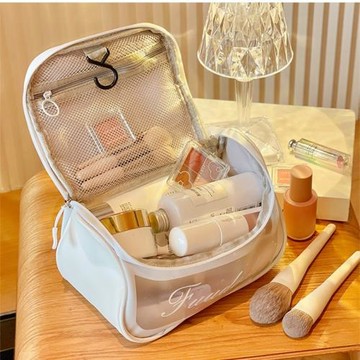 ins風簡約大容量防水化妝包便攜女士旅行化妝品收納包透明手提包