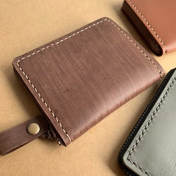 4卡層ㄇ型拉鍊錢包 - 純手工真皮製作