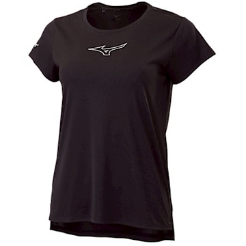 MIZUNO 美津濃 短袖上衣 女 訓練 慢跑 黑 32TAC20309