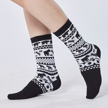 【圖騰系列】熊豹休閒款中長襪