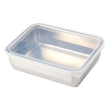 德利生活 升級帶蓋 不鏽鋼多用途保鮮盒 中號 - 食物保鮮、冰箱收納  1入  1個