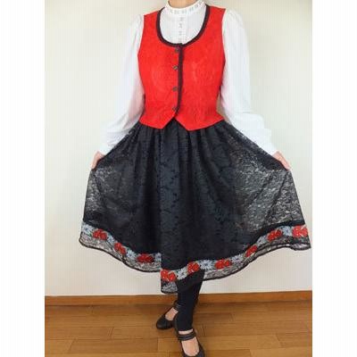 フォークダンス衣装◇U開きレースベスト（赤）BE020 | LINE