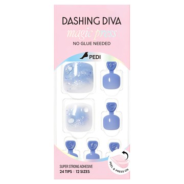 DASHING DIVA M 足部薄型經典美甲片 藍色泡泡 1組