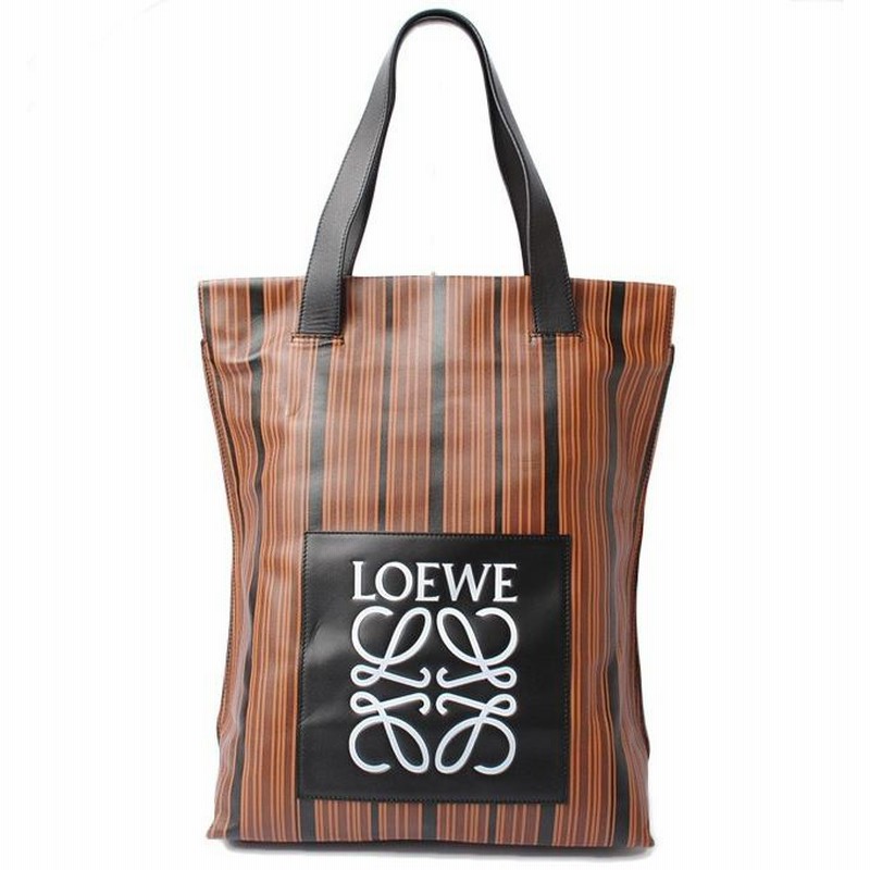 ロエベ トートバッグ/ショッパー 261407 LOEWE ストライプ ブラウン ...