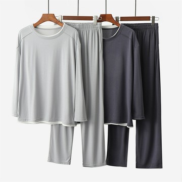 睡衣男士春秋長袖男款薄款圓領套頭大碼套裝夏季椰油優可絲家居服鑫弘-衣錦男裝