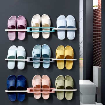 三合一鞋架門后浴室拖鞋架壁掛免打孔衛生間可折疊拖鞋架墻壁掛式