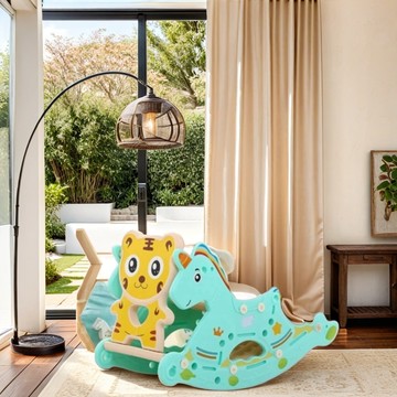 在家給孩子打造一個遊樂場(´･ω･`)🎠【Kooma】獨角獸搖馬溜滑梯-寶貝粉/湖水綠｜圓角滑邊設計避免寶寶碰撞受傷｜台灣檢驗合格 搖搖馬  搖馬四合一I(SHOPPING99)