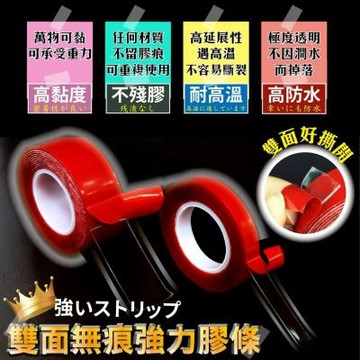 【ONE HOUSE】透明雙面無痕強力膠條-10mm (5入)