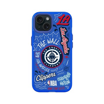 iPhone 15 Clear 激光藍 - NBA - 塗鴉系列-洛杉磯快艇 Los Angeles Clippers - Graffiti