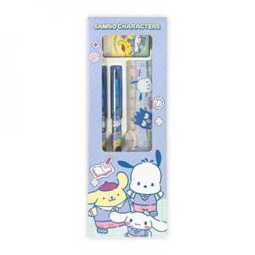三麗鷗Sanrio四件文具組/VPCP-B010/男童學院風/免削鉛筆x2+橡皮擦+15cm尺/組