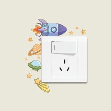 【MR.ZAKKA】創意萬用裝飾貼紙-童趣主題 可愛火箭飛船 居家布置 DIY可移式壁貼 無痕壁貼 牆貼