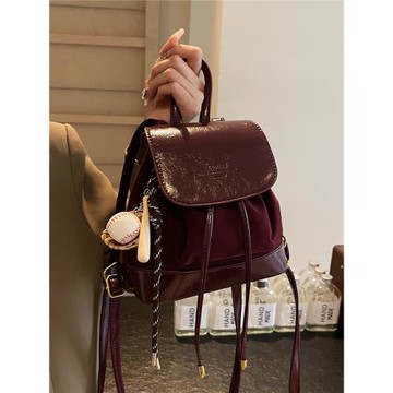 秋冬復古麂皮絨女式雙肩包2025新款百搭后背包精致迷你旅行小書包