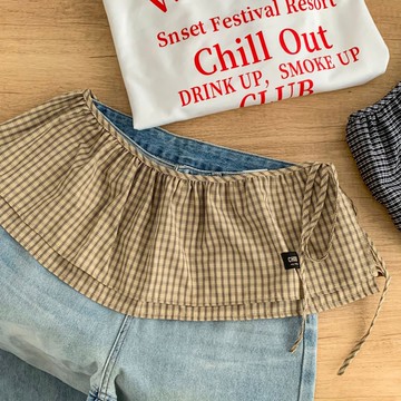 格紋小屁簾女新款小眾設計感甜美短款雙層綁系裙簾百搭文藝半身裙鑫弘-素時衣櫥