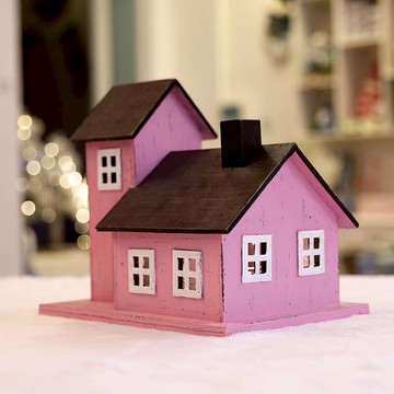 圣誕節創意木質亮燈別墅拍攝場景布置裝扮桌面擺件圣誕樹裝飾用品