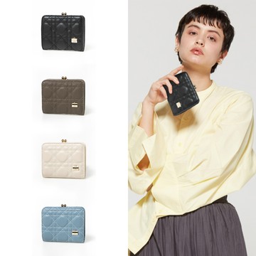 LA BAGAGERIE菱格縫線珠釦短夾(多選色)