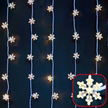LED 60燈水晶雪花窗簾燈附ic-暖白 D-W-60-WW+IC