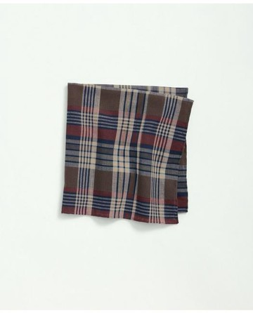 Brooks Brothers Men's Madras Cotton Pocket Square Tie | Brown