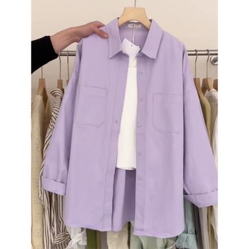 紫色襯衫女春秋2024新款設計感小眾打底襯衣內搭疊穿長袖上衣外套