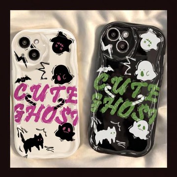 適用蘋果14promax手機殼新女款iPhone13/16奶油紋11/12mini可愛防摔xs/xr情侶英文小幽靈8/7plus硅膠6s保護套