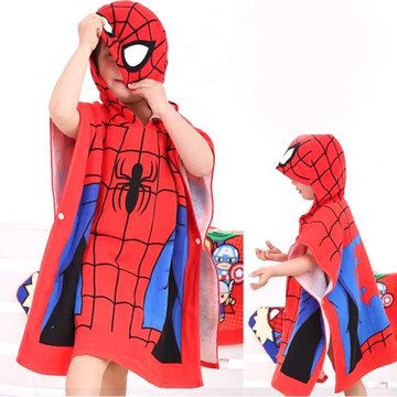 漫威英雄蜘蛛人兒童浴裙紗布浴巾連帽浴巾 359027(復仇者聯盟 平輸品)【卡通小物】