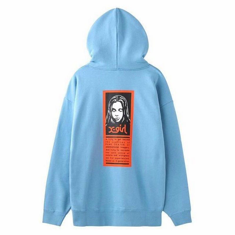 エックスガール X-GIRL WORDS FACE SWEAT HOODIE ワード フェイス 