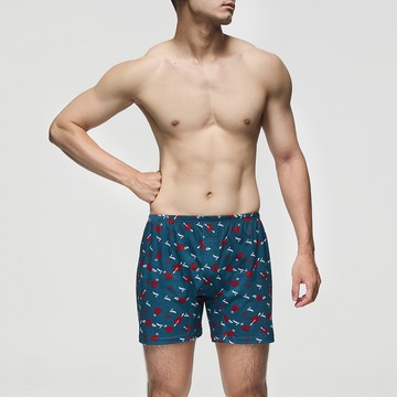 DADADO-指心化愛 M-3L印花四角男內褲(土耳其綠) 天然絲光棉-吸濕排汗-GHQ507TG