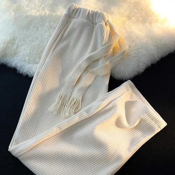 女童休閑褲春秋款寬松2024春季新款爆款12歲中大童華夫格闊腿褲子