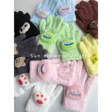 原創DIY百搭保暖卡通可愛親子手套騎車學生兒童寶寶冬季分指手套