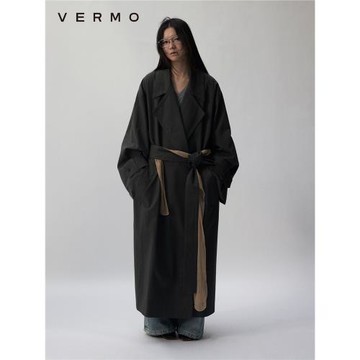 VERMO 捆綁欲望 經典寬松廓形 男女同款抗皺尼龍棉長風衣外套