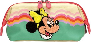 日本 Skater Disney 復古米妮拉鍊收納袋 筆袋 米老鼠 刺繡 鉛筆盒 化妝包＊夏日微風＊