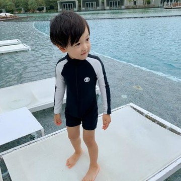兒童泳衣男童連體長袖防曬速干游泳衣寶寶男孩海邊沙灘溫泉泳裝