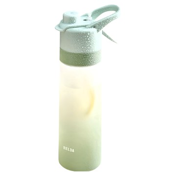 RELEA 物生物 彈蓋吸管刻度運動水壺 噴霧款  綠色  1個  650ml