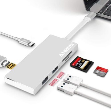 【Type-C口擴展塢】Anbes蘋果筆記本雷電3 4KHDMI+Type-C轉換器
