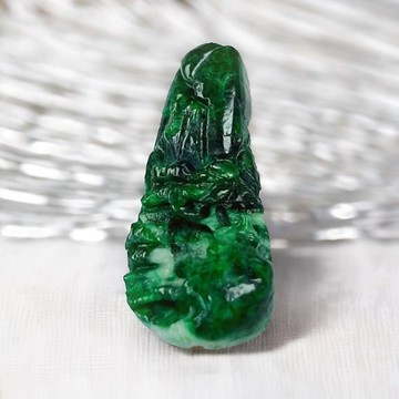 老花青翡翠山水牌項鍊 | 天然緬甸玉翡翠A貨 | 送禮