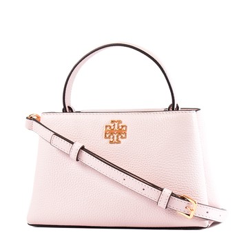 TORY BURCH BRITTEN 荔枝紋雙層置物手提/斜背二用包-嫩粉/迷你