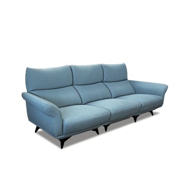 ASSARI-拉法舒適靠背四人座貓抓皮沙發薄霧藍