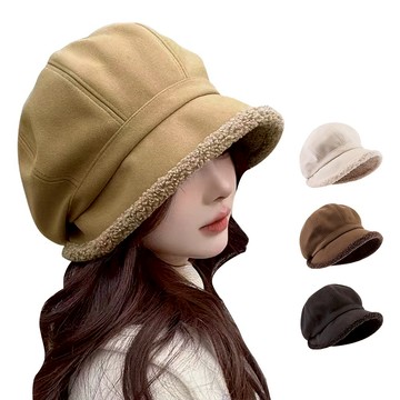 QIDINA 羊羔絨加厚保暖八角貝雷帽-2HC