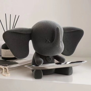小飛象玄關擺件托盤入門鑰匙收納潮玩創意裝飾擺件現代輕奢軟裝新