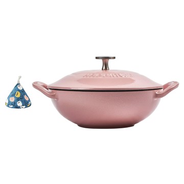 HONDONI 日式宮廷琺瑯鑄鐵鍋 附防燙日式三角帽 KGT21-PK  胭脂粉  1個  21cm