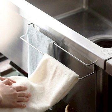 壁掛磁吸式雙桿抹布架/廚具吊掛收納架 單一規格