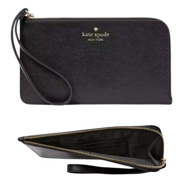 【KATE SPADE】金標LOGO 防刮大手拿 優雅黑