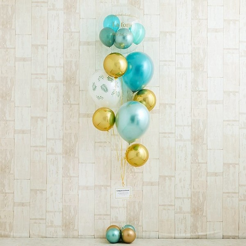 バルーン 開店祝い 開業祝い 周年祝い バルーン電報 お祝い エメラルドゴールドリーフ 花以外 ギフト おしゃれ 通販 Lineポイント最大get Lineショッピング