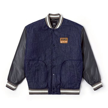 拼接棒球 黑色牛仔外套