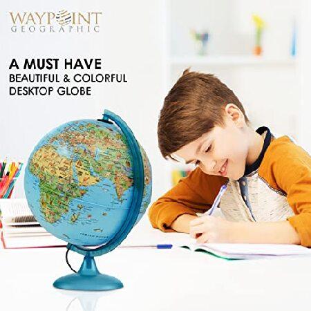 Waypoint Geographic Safari Explorer Animals Globe, World Globe, Illuminated Desktop Globe with Blue Physical Earth and 100s of Illustrated Animals