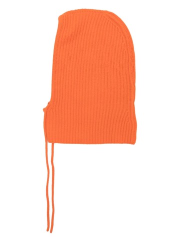 Wild Cashmere - drawstring ribbed-knit balaclava - women - Cashmere - One Size - Orange
